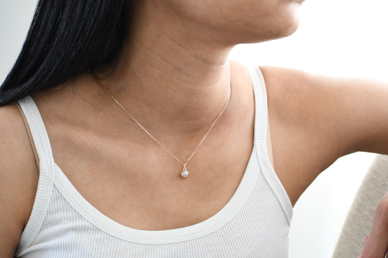 Cami Round Eye Necklace in Rose Gold Plating