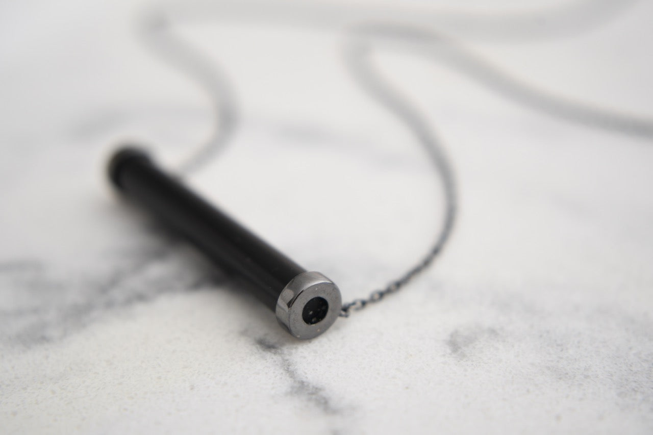 Aidyn Crystal Bar Necklace in Black Gold