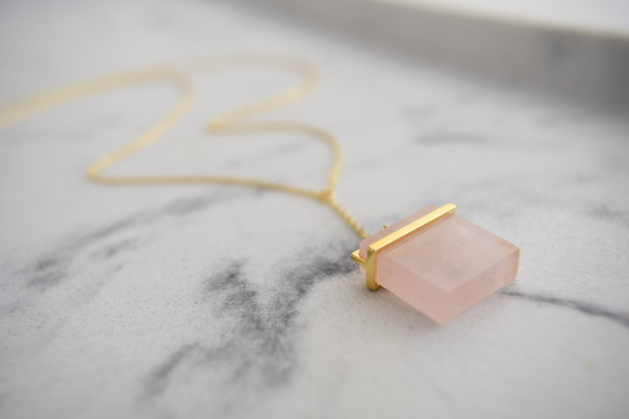 Alexander Square Crystal Y-Necklace in 14K Gold Plating