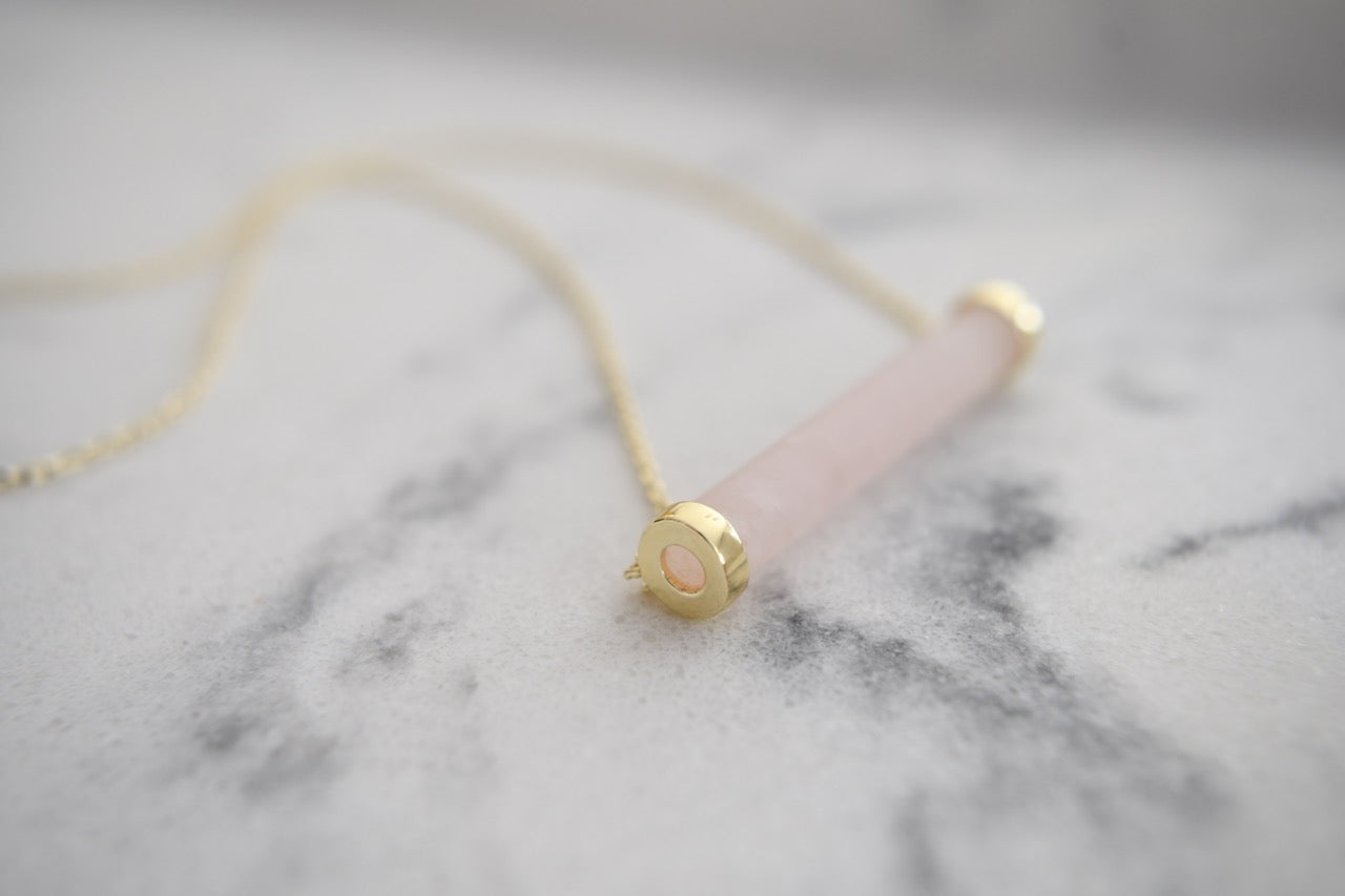 Aidyn Crystal Bar Necklace in 14K Yellow Gold
