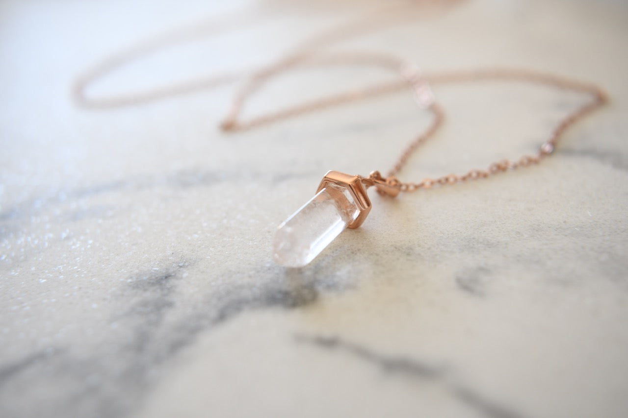 Indy Mini Power Crystal Necklace in Rose Gold