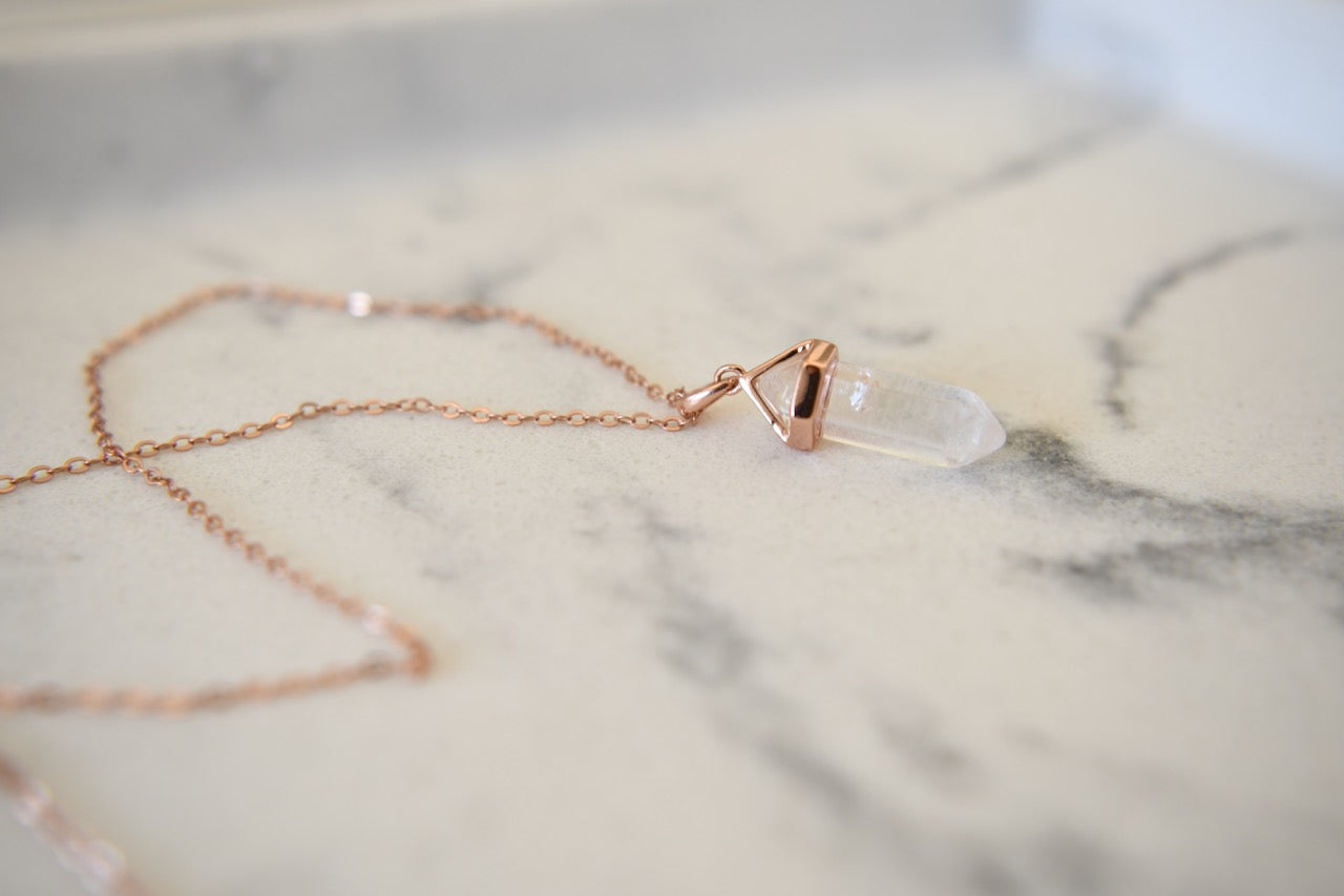 Indy Mini Power Crystal Necklace in Rose Gold