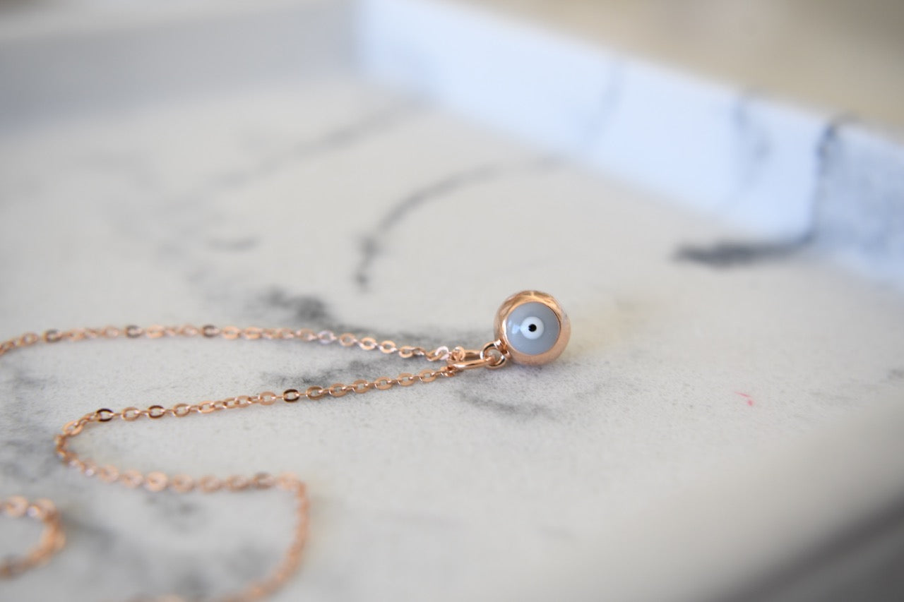 Cami Round Eye Necklace in Rose Gold Plating