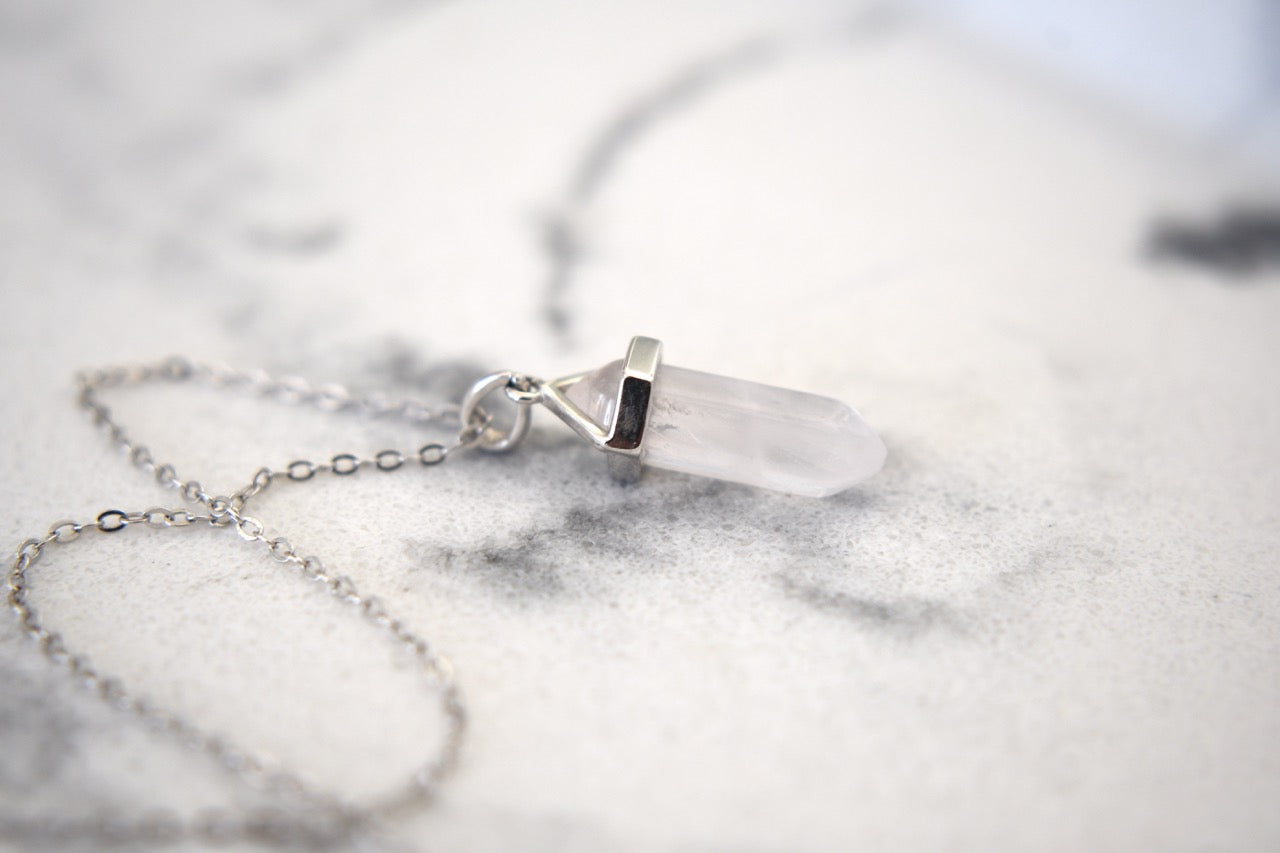 Indy Mini Power Crystal Necklace in White Gold Plating