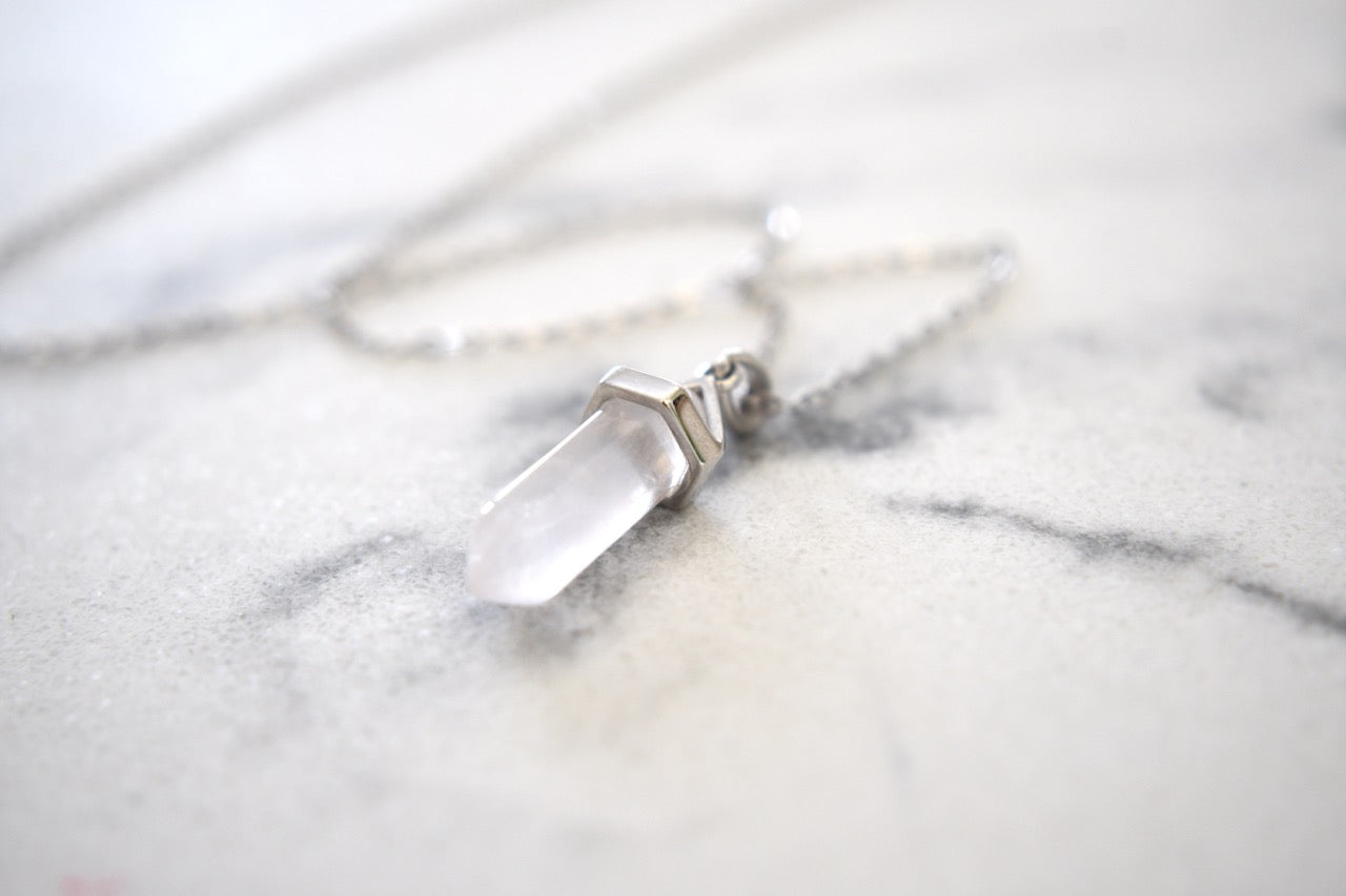 Indy Mini Power Crystal Necklace in White Gold Plating