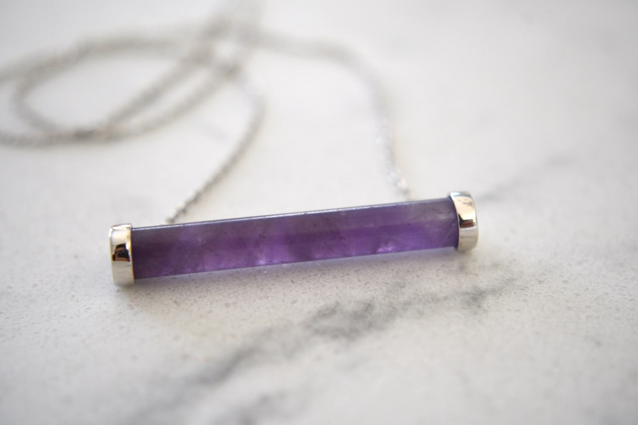 Aidyn Crystal Bar Necklace in White Gold