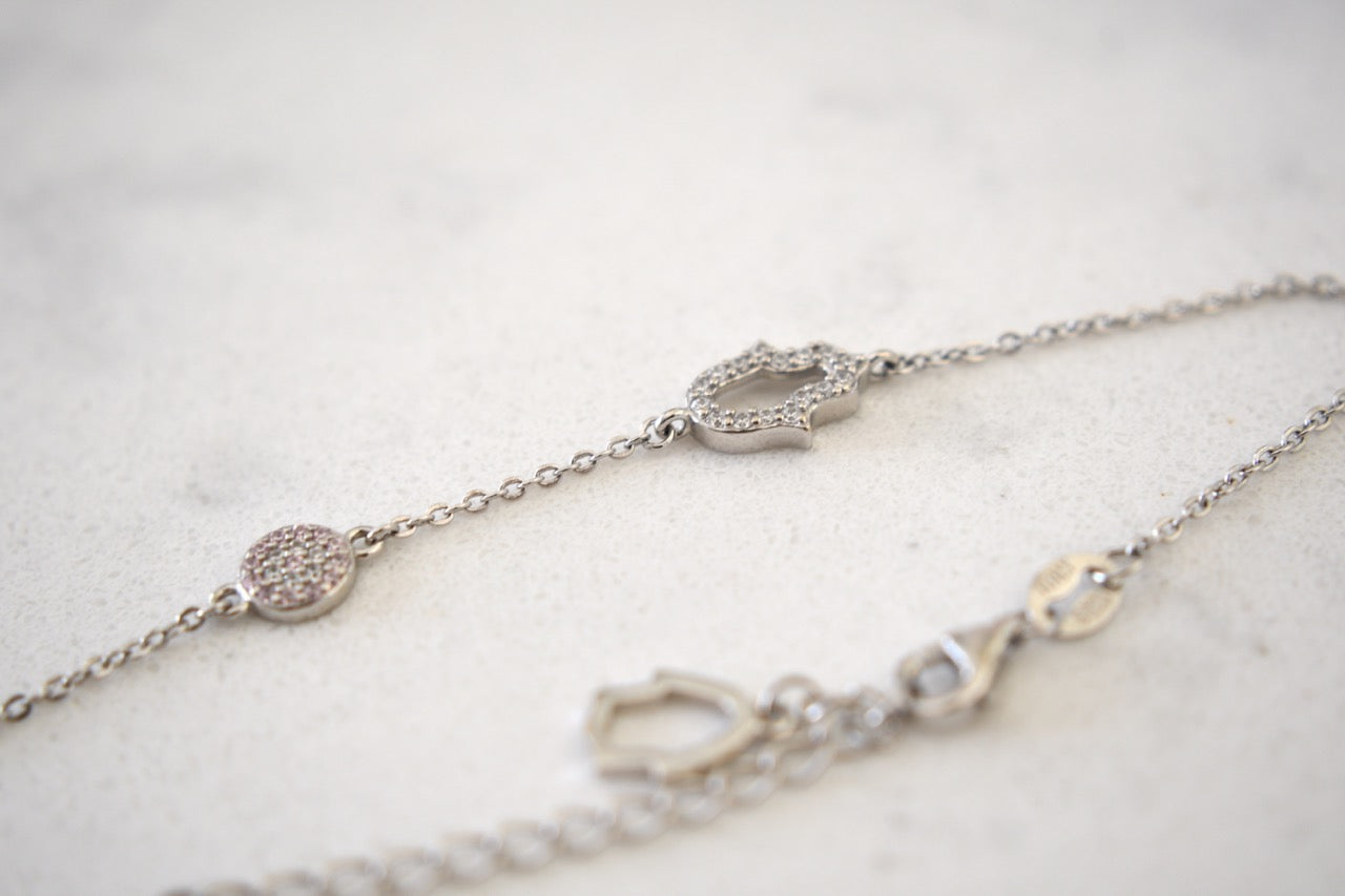 Elle Hand of Hamsa Chainlet in White Gold