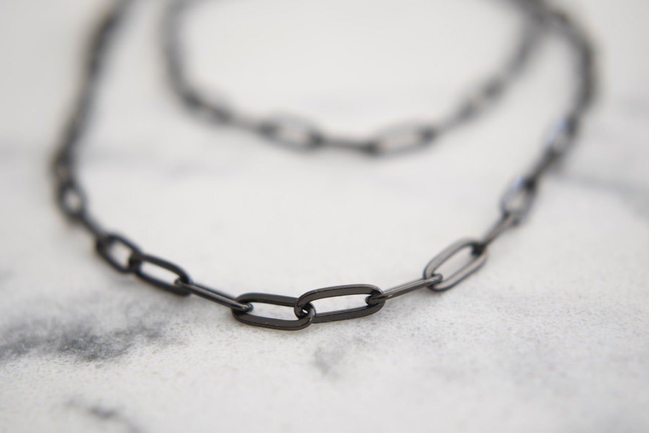 Ashes Paperclip Necklace in Black Gold