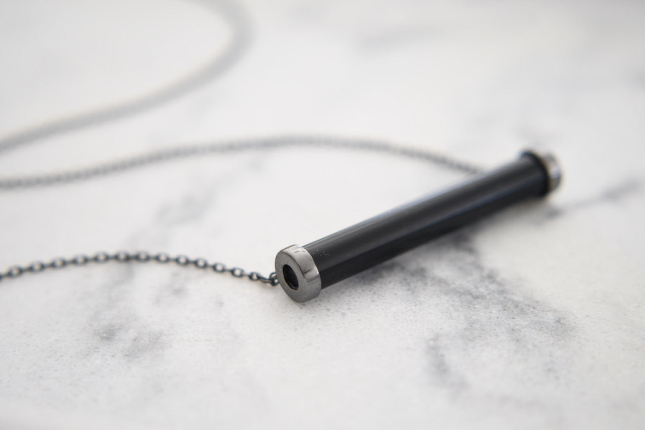 Aidyn Crystal Bar Necklace in Black Gold