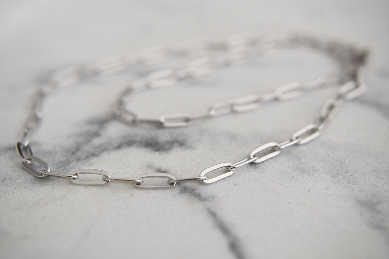 Ashes Paperclip Necklace in White Gold