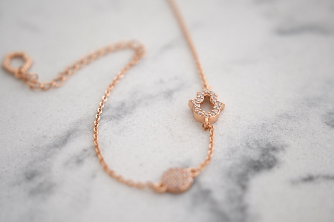 Elle Hand of Hamsa Chainlet in Rose Gold