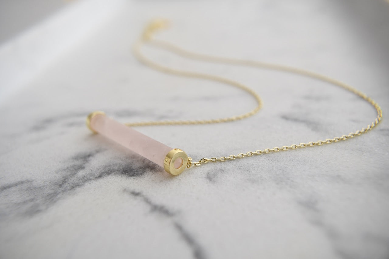 Aidyn Crystal Bar Necklace in 14K Yellow Gold