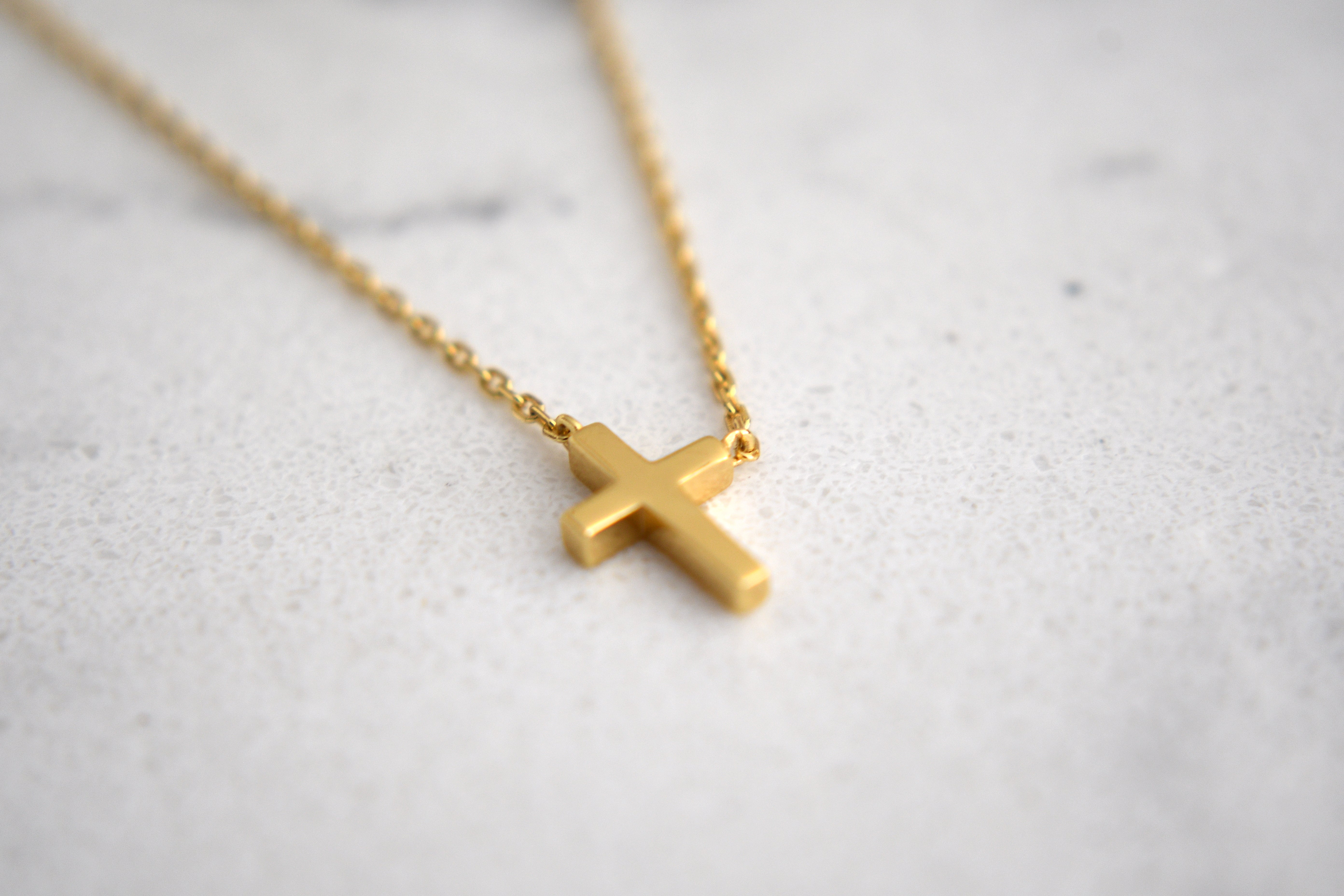 Jair Leaning Cross Necklace in 14K Gold Plating